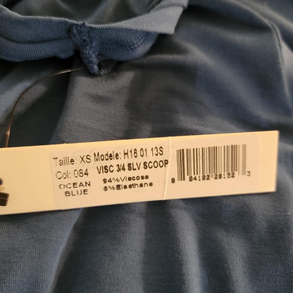 Saks Fifth Avenue Teal Blue Long Sleeve Scoop Neck Top - Picture 4 of 10